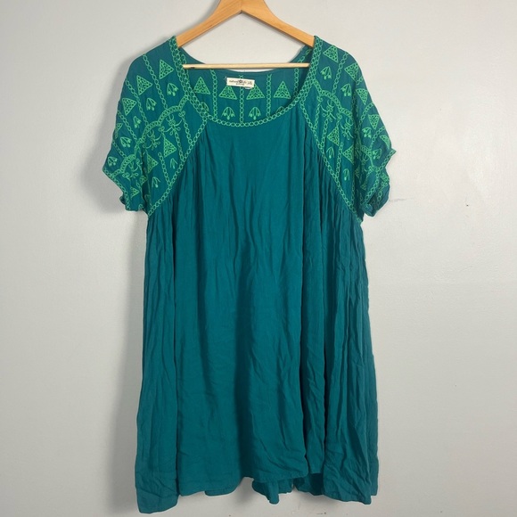 Natural life blue green embroidered mini dress size large/extra large - Picture 2 of 5